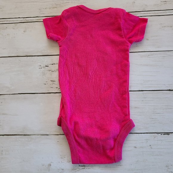 ♡ 5/$20 - Gerber Girl's Magenta Pink Giraffe Bird Heart Flower Bodysuit 0-3mo. - Picture 2 of 5